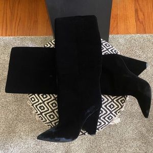 Yves Saint Laurent suede knee high boots